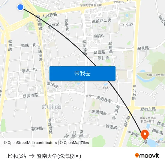 上冲总站 to 暨南大学(珠海校区) map
