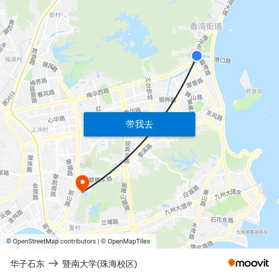 华子石东 to 暨南大学(珠海校区) map
