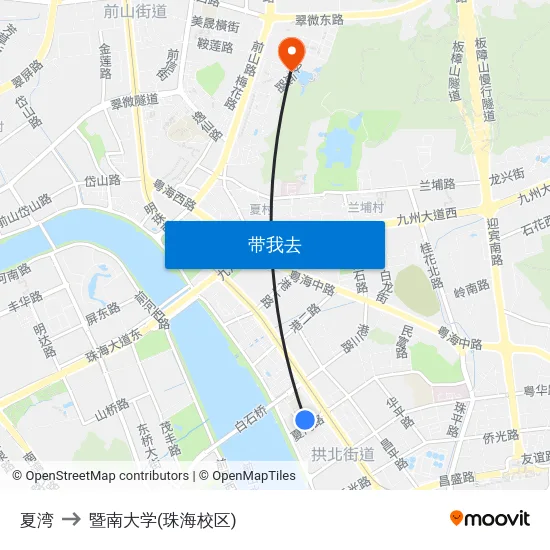 夏湾 to 暨南大学(珠海校区) map