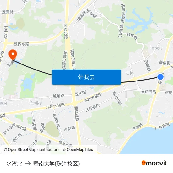 水湾北 to 暨南大学(珠海校区) map