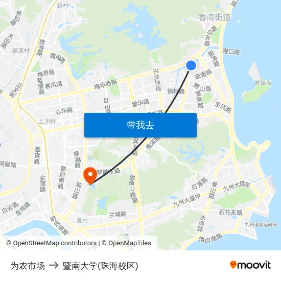 为农市场 to 暨南大学(珠海校区) map