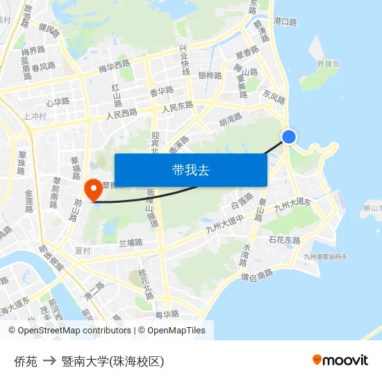 侨苑 to 暨南大学(珠海校区) map