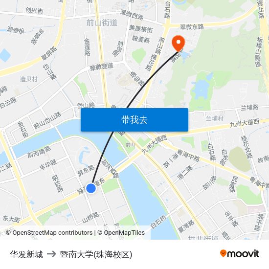 华发新城 to 暨南大学(珠海校区) map