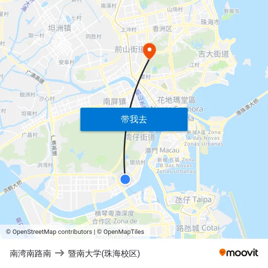 南湾南路南 to 暨南大学(珠海校区) map