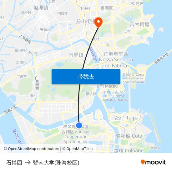 石博园 to 暨南大学(珠海校区) map