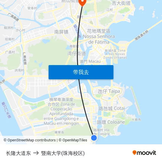 长隆大道东 to 暨南大学(珠海校区) map