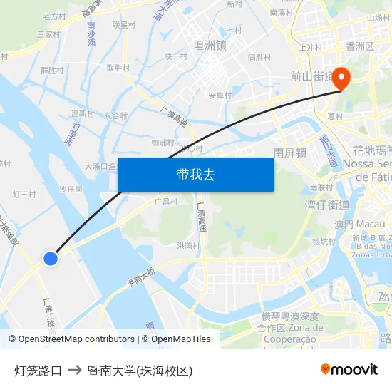 灯笼路口 to 暨南大学(珠海校区) map