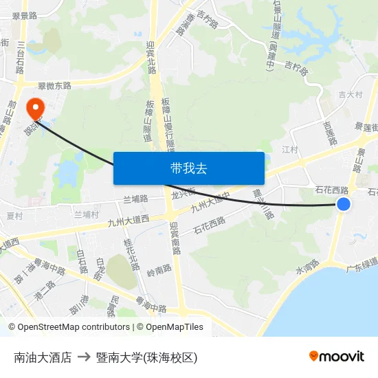 南油大酒店 to 暨南大学(珠海校区) map