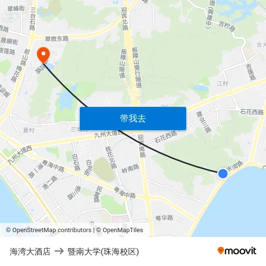 海湾大酒店 to 暨南大学(珠海校区) map