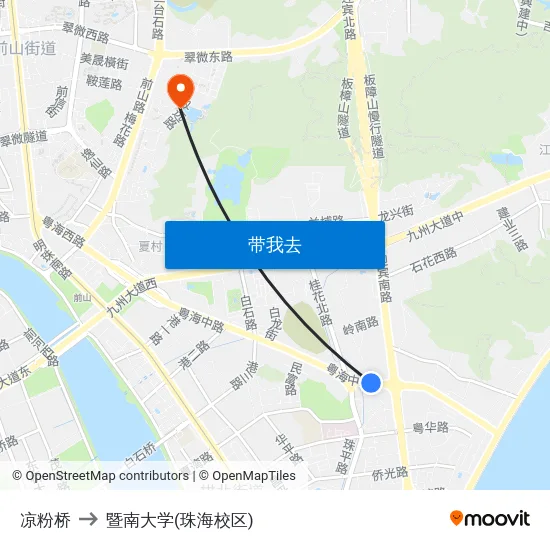 凉粉桥 to 暨南大学(珠海校区) map