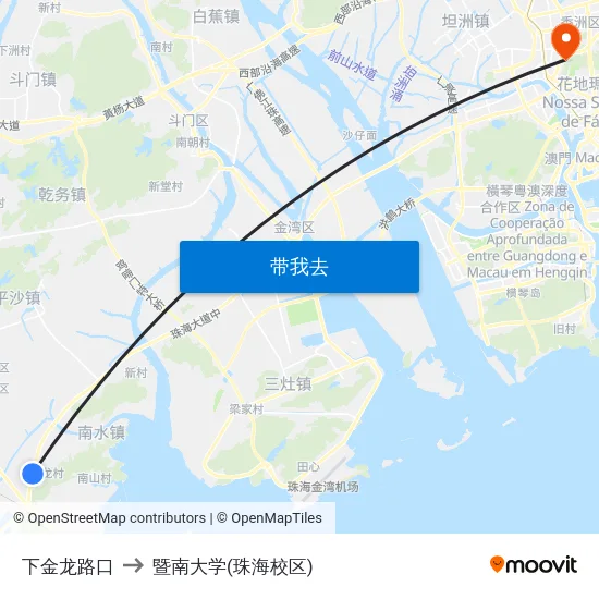 下金龙路口 to 暨南大学(珠海校区) map