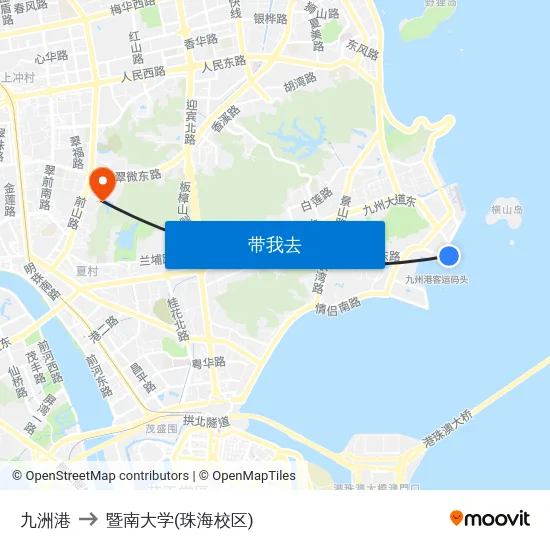 九洲港 to 暨南大学(珠海校区) map