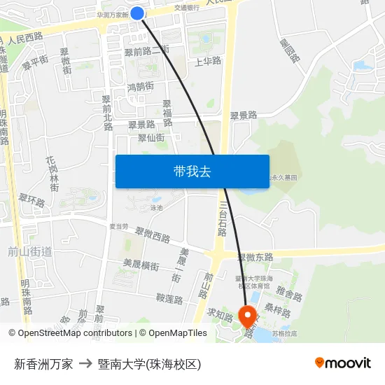 新香洲万家 to 暨南大学(珠海校区) map