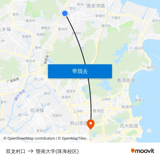 双龙村口 to 暨南大学(珠海校区) map