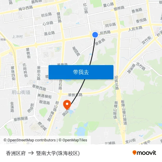 香洲区府 to 暨南大学(珠海校区) map