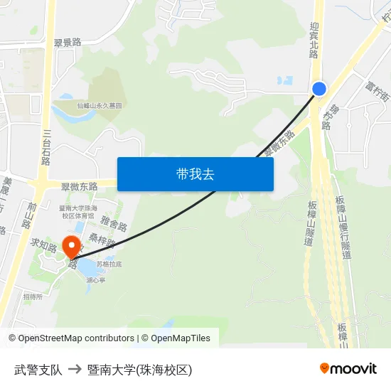 武警支队 to 暨南大学(珠海校区) map