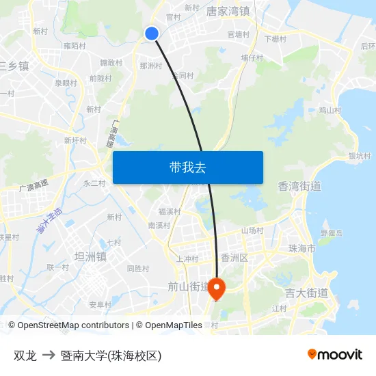 双龙 to 暨南大学(珠海校区) map