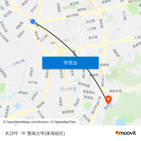 长沙圩 to 暨南大学(珠海校区) map
