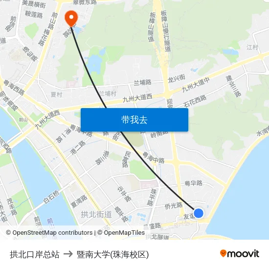 拱北口岸总站 to 暨南大学(珠海校区) map