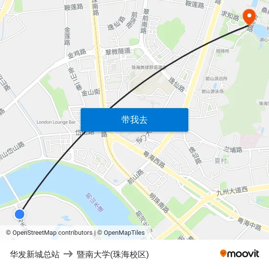 华发新城总站 to 暨南大学(珠海校区) map