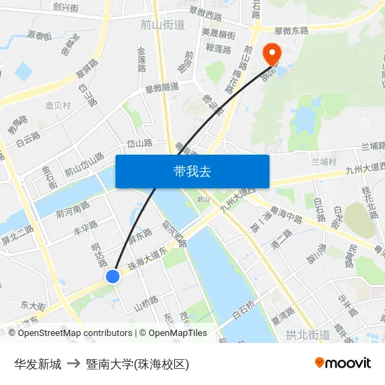 华发新城 to 暨南大学(珠海校区) map