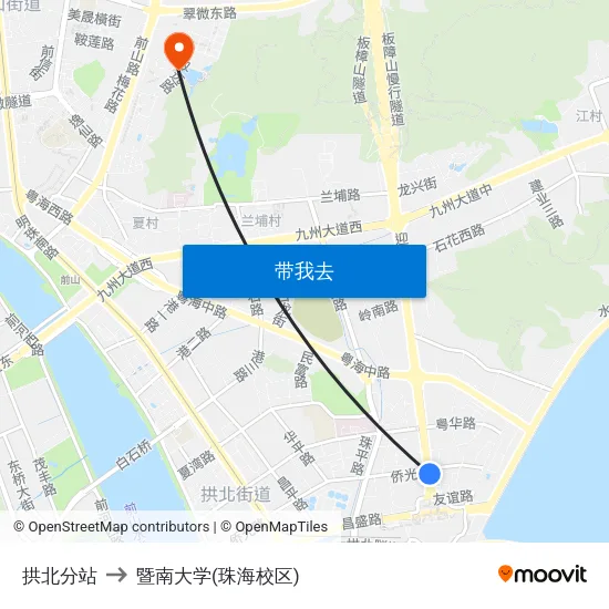 拱北分站 to 暨南大学(珠海校区) map