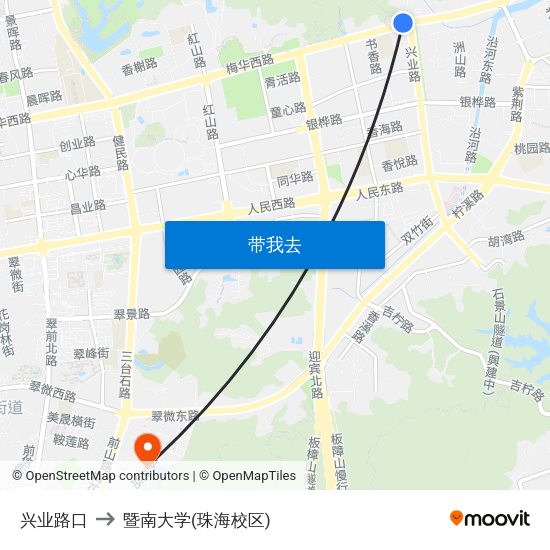 兴业路口 to 暨南大学(珠海校区) map