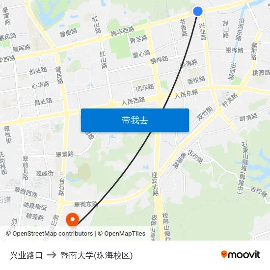 兴业路口 to 暨南大学(珠海校区) map