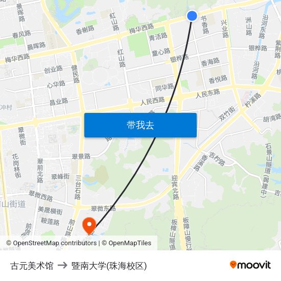 古元美术馆 to 暨南大学(珠海校区) map