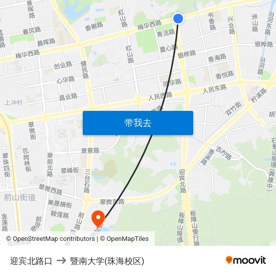 迎宾北路口 to 暨南大学(珠海校区) map