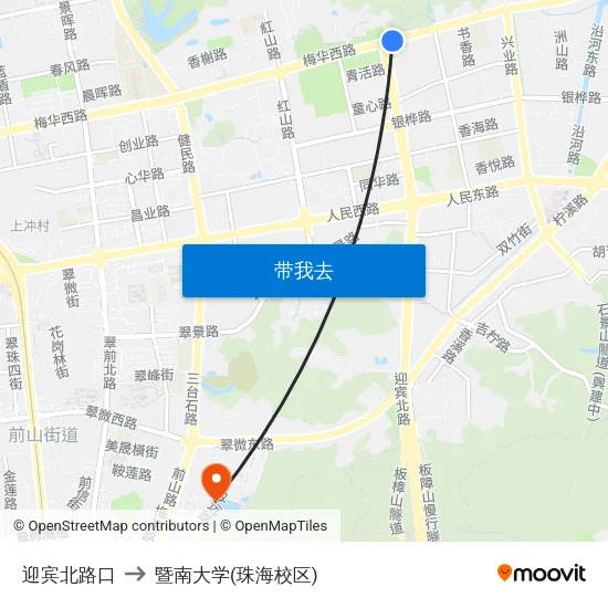 迎宾北路口 to 暨南大学(珠海校区) map
