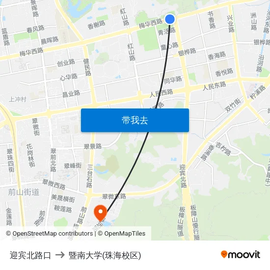迎宾北路口 to 暨南大学(珠海校区) map