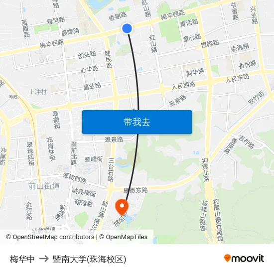 梅华中 to 暨南大学(珠海校区) map