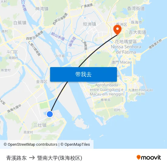 青溪路东 to 暨南大学(珠海校区) map