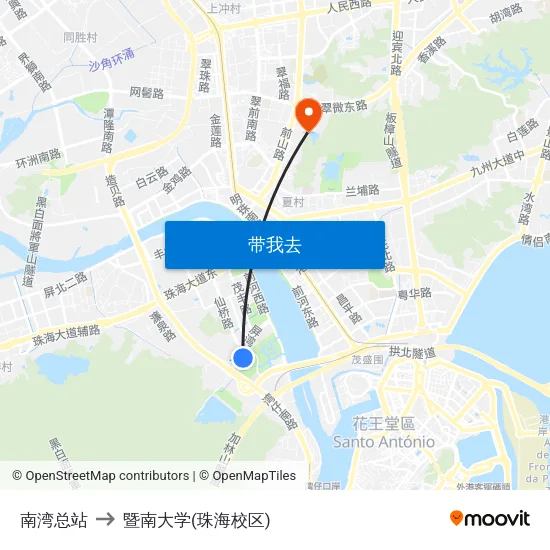 南湾总站 to 暨南大学(珠海校区) map
