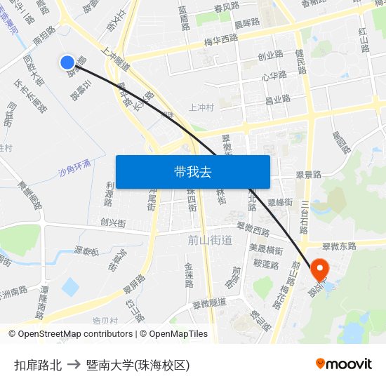 扣扉路北 to 暨南大学(珠海校区) map