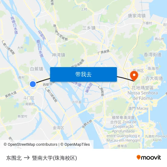 东围北 to 暨南大学(珠海校区) map