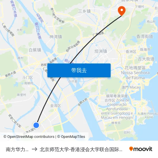 南方华力通 to 北京师范大学-香港浸会大学联合国际学院 map