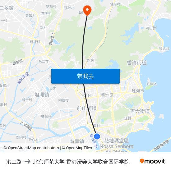 港二路 to 北京师范大学-香港浸会大学联合国际学院 map