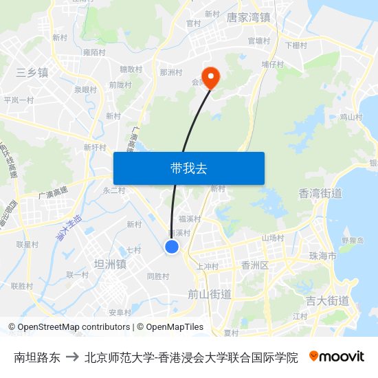 南坦路东 to 北京师范大学-香港浸会大学联合国际学院 map