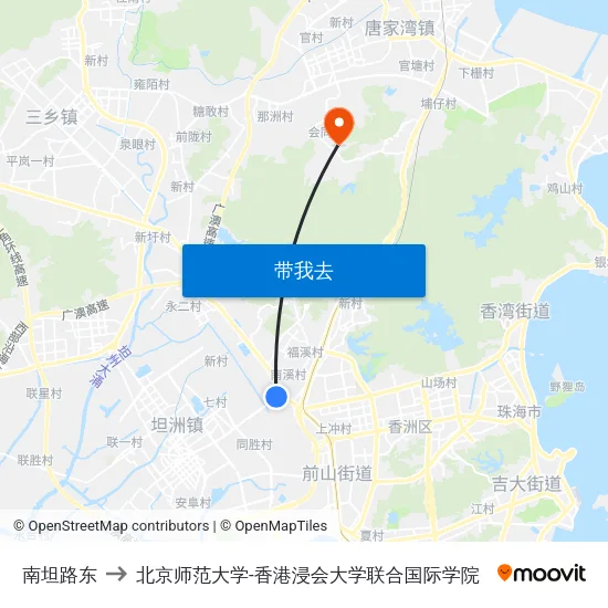 南坦路东 to 北京师范大学-香港浸会大学联合国际学院 map