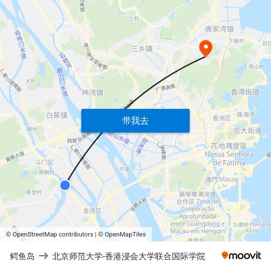 鳄鱼岛 to 北京师范大学-香港浸会大学联合国际学院 map