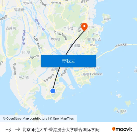 三灶 to 北京师范大学-香港浸会大学联合国际学院 map