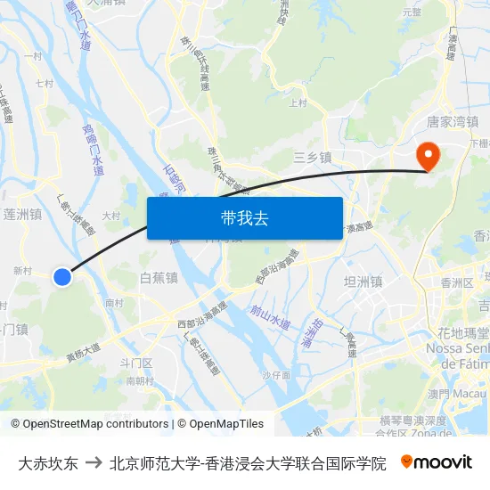 大赤坎东 to 北京师范大学-香港浸会大学联合国际学院 map
