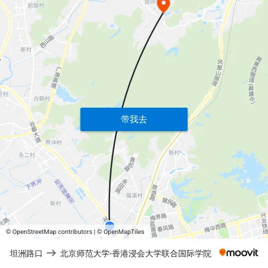 坦洲路口 to 北京师范大学-香港浸会大学联合国际学院 map