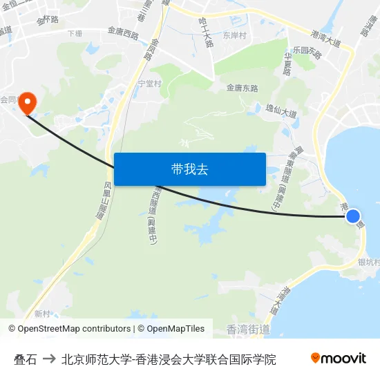 叠石 to 北京师范大学-香港浸会大学联合国际学院 map