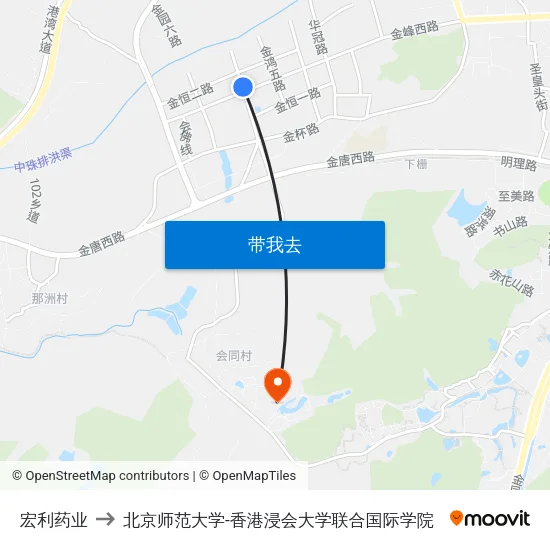 宏利药业 to 北京师范大学-香港浸会大学联合国际学院 map