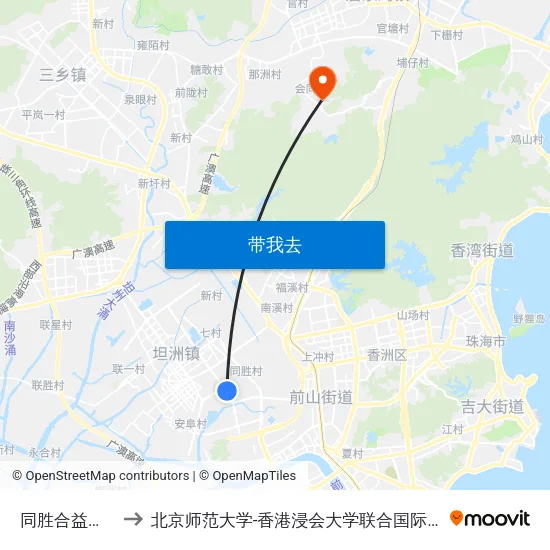 同胜合益市场 to 北京师范大学-香港浸会大学联合国际学院 map