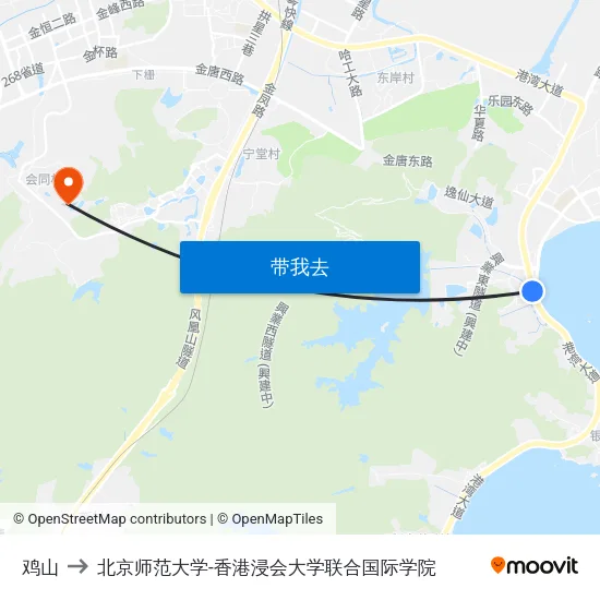 鸡山 to 北京师范大学-香港浸会大学联合国际学院 map