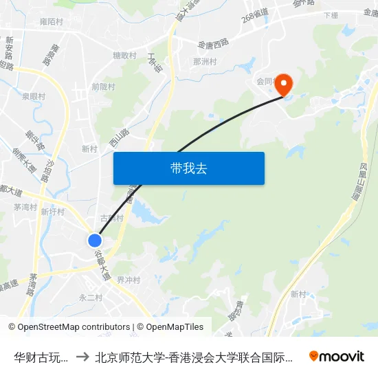 华财古玩城 to 北京师范大学-香港浸会大学联合国际学院 map